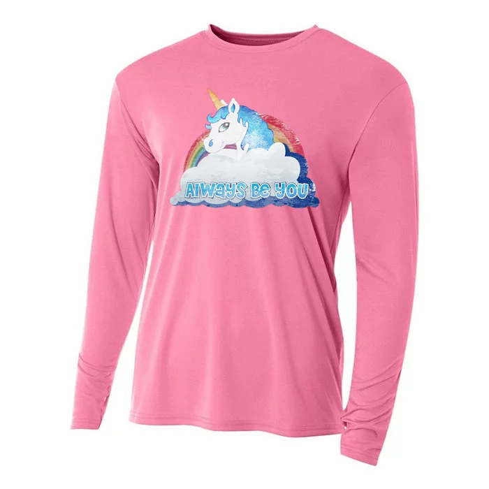 Always Be You Unicorn Rainbow Quote Cooling Performance Long Sleeve Crew