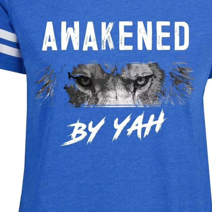 Awakened By Yah Hebrew Israelite Lion Of Judah Jewish Enza Ladies Jersey Football T-Shirt