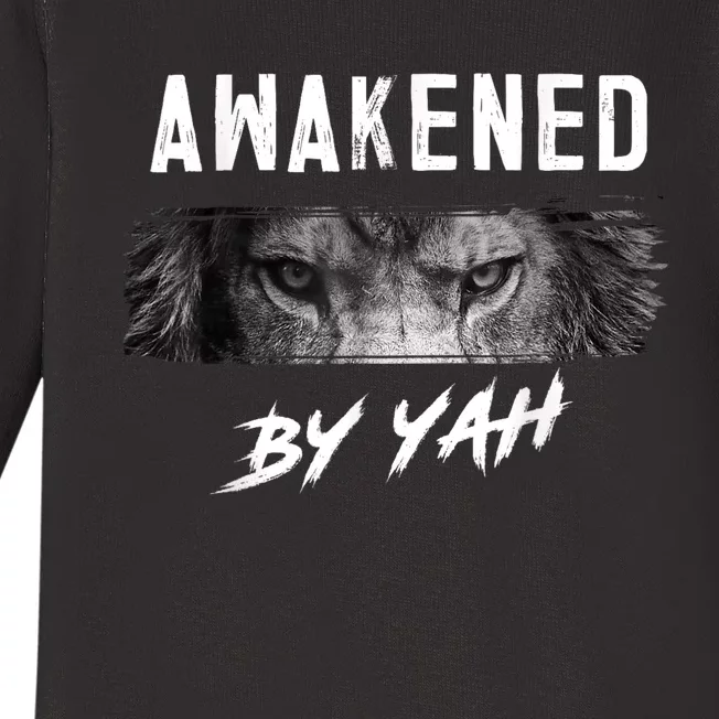 Awakened By Yah Hebrew Israelite Lion Of Judah Jewish Baby Long Sleeve Bodysuit