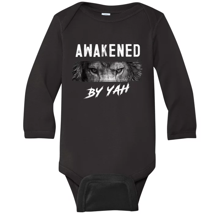 Awakened By Yah Hebrew Israelite Lion Of Judah Jewish Baby Long Sleeve Bodysuit