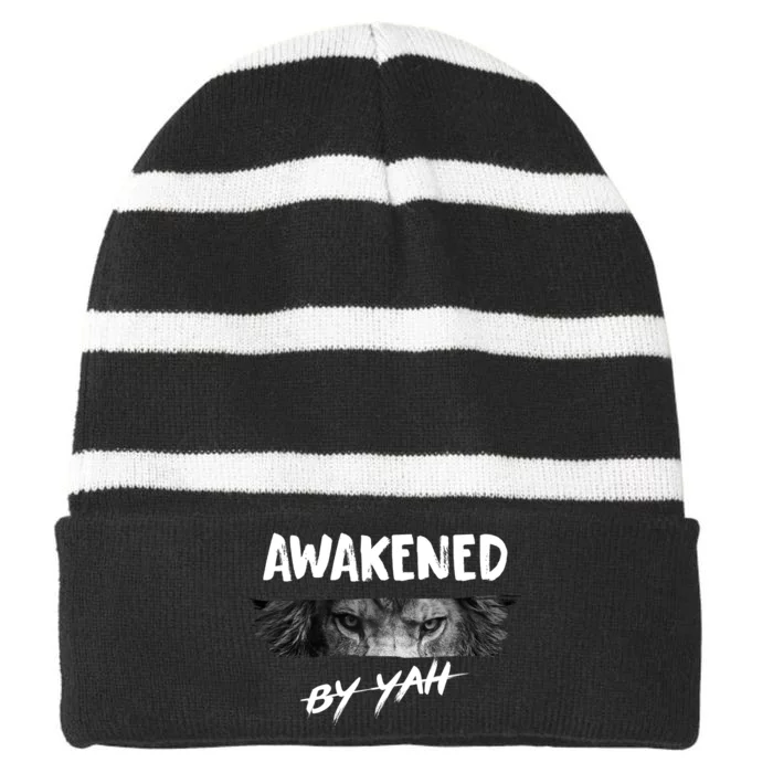 Awakened By Yah Striped Beanie with Solid Band