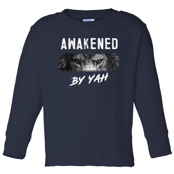 Awakened By Yah Hebrew Israelite Lion Of Judah Jewish Toddler Long Sleeve Shirt