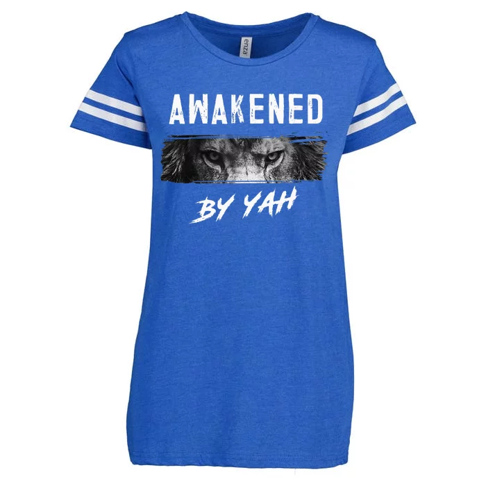 Awakened By Yah Hebrew Israelite Lion Of Judah Jewish Enza Ladies Jersey Football T-Shirt