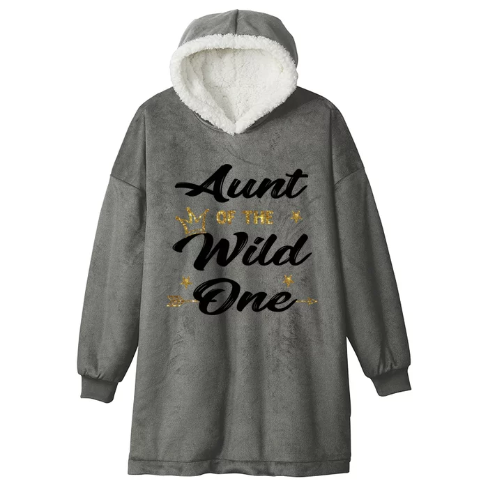 Aunt Cute 1st Birthday Auntie Of The Wild One Family Set Gift Hooded Wearable Blanket