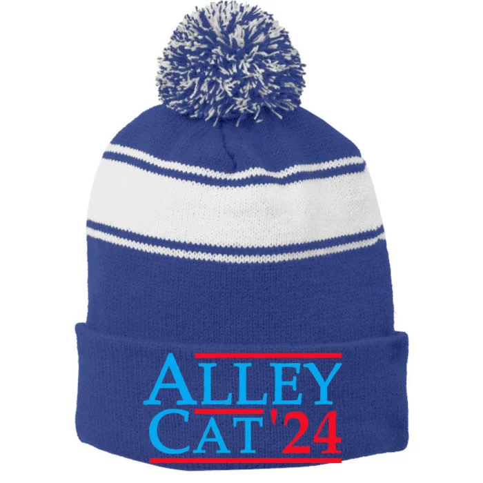 Alley Cat 2024 Election Campaign Political Stripe Pom Pom Beanie