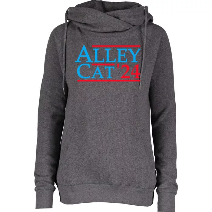 Alley Cat 2024 Election Campaign Political Womens Funnel Neck Pullover Hood