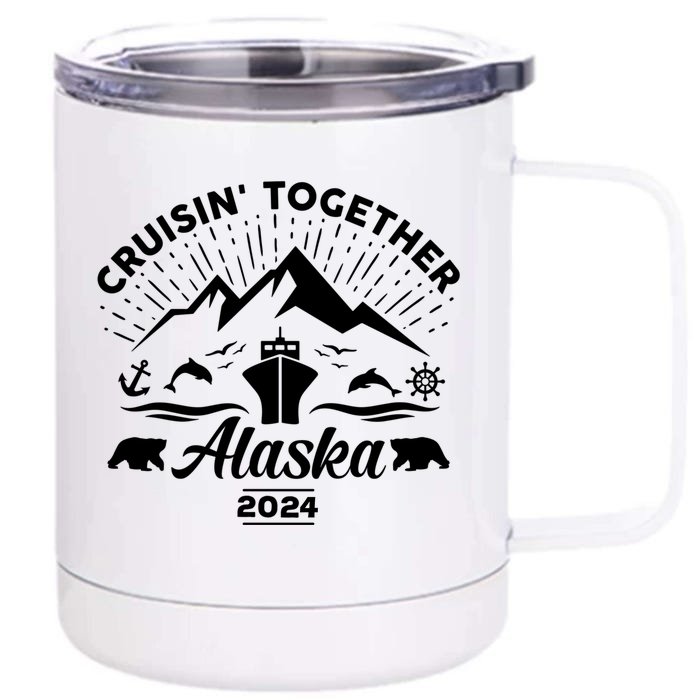 Alaska Cruise 2024 Family Friends Group Travel Matching Front & Back 12oz Stainless Steel Tumbler Cup