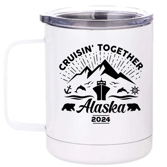 Alaska Cruise 2024 Family Friends Group Travel Matching Front & Back 12oz Stainless Steel Tumbler Cup