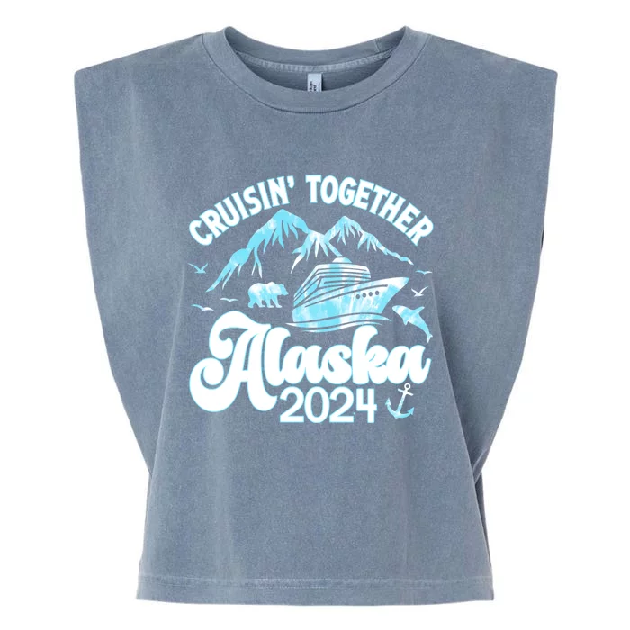 Alaska Cruise 2024 Retro Matching Family And Friends Group Garment-Dyed Women's Muscle Tee