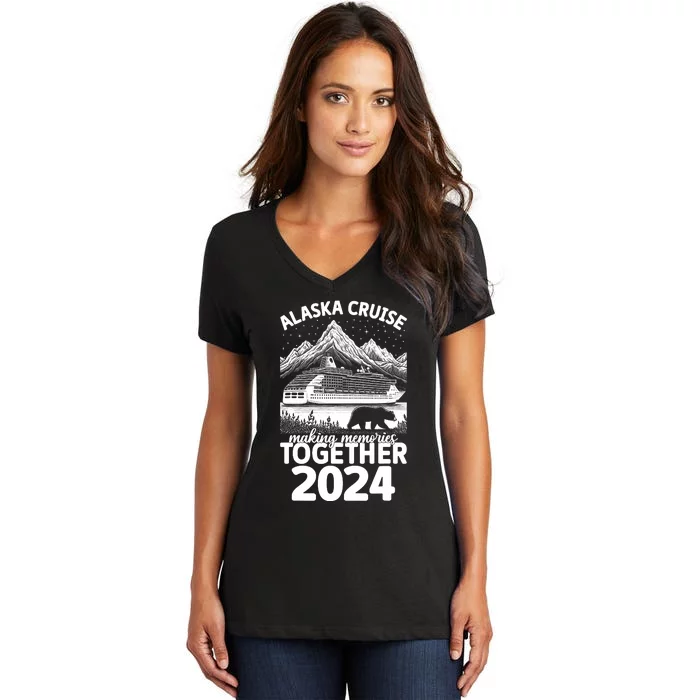 Alaska Cruise 2024 Matching Family Friends Group Alaskan Women's V-Neck T-Shirt