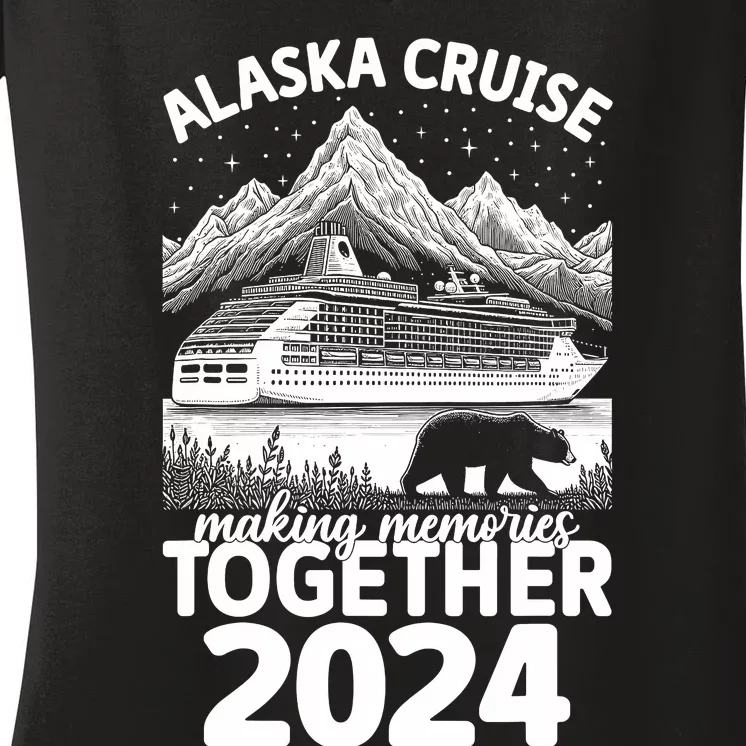 Alaska Cruise 2024 Matching Family Friends Group Alaskan Women's V-Neck T-Shirt