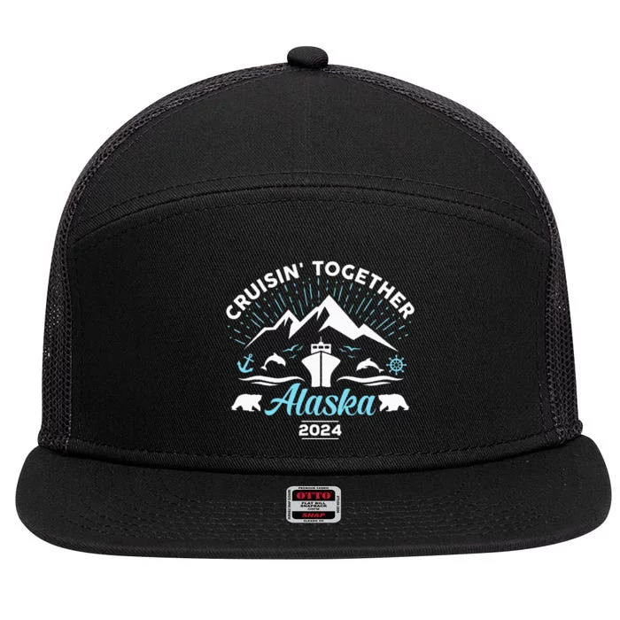 Alaska Cruise 2024 Family Friends Group Travel Matching 7 Panel Mesh Trucker Snapback Hat