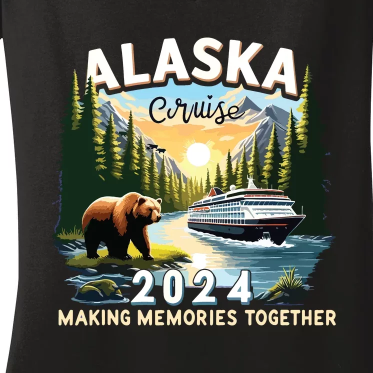 Alaska Cruise 2024 Trip Matching Family Friends Alaska Squad Women's V-Neck T-Shirt