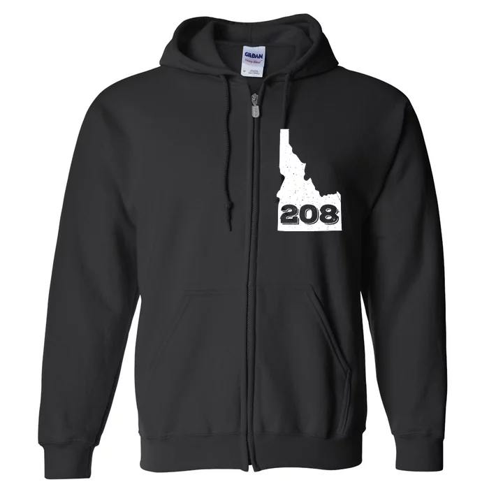 Area Code 208 Boise Idaho Funny Home State Gift Full Zip Hoodie