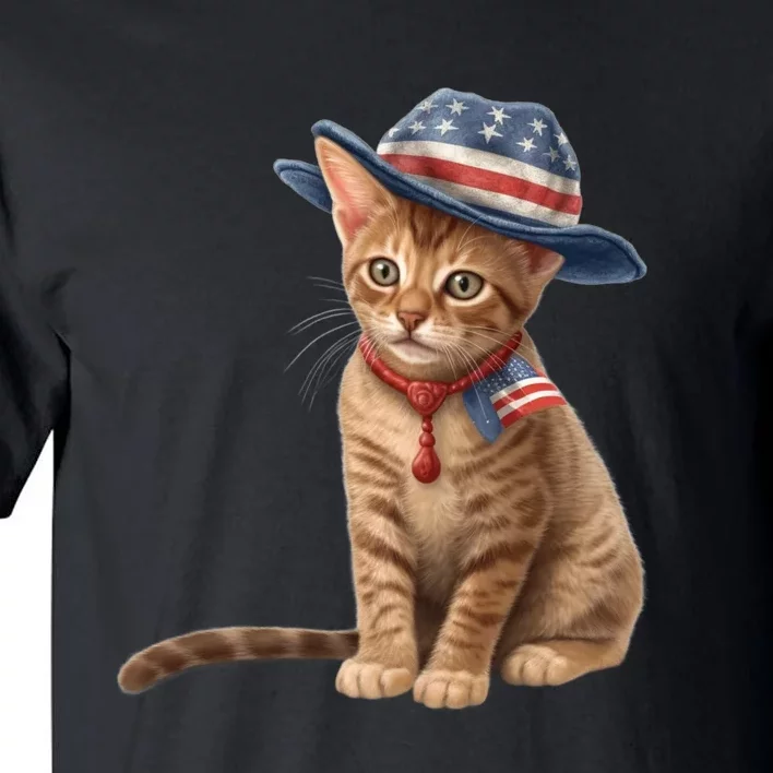 American Cat 4th Of July Cat Patriotic Cats Abyssinian Kitten Tall T-Shirt