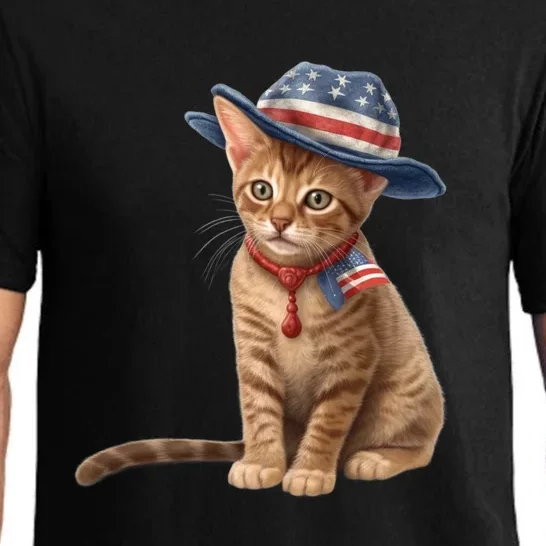 American Cat 4th Of July Cat Patriotic Cats Abyssinian Kitten Pajama Set