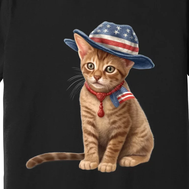 American Cat 4th Of July Cat Patriotic Cats Abyssinian Kitten Premium T-Shirt