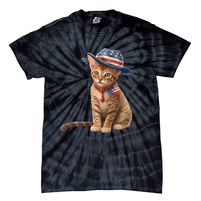 American Cat 4th Of July Cat Patriotic Cats Abyssinian Kitten Tie-Dye T-Shirt