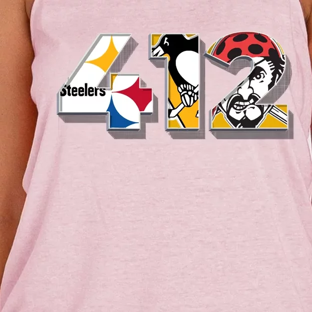 Area Code 412 Sports Teams For Pittsburgh Women's Knotted Racerback Tank