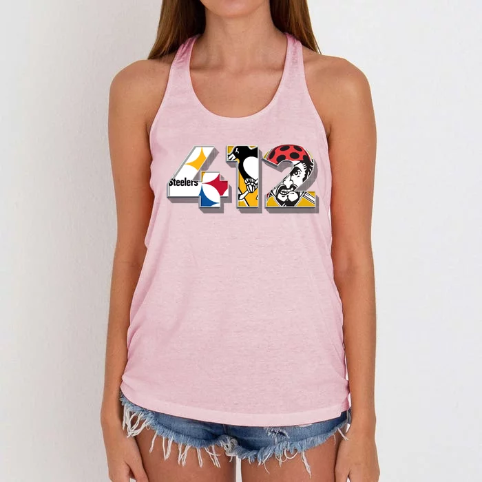 Area Code 412 Sports Teams For Pittsburgh Women's Knotted Racerback Tank