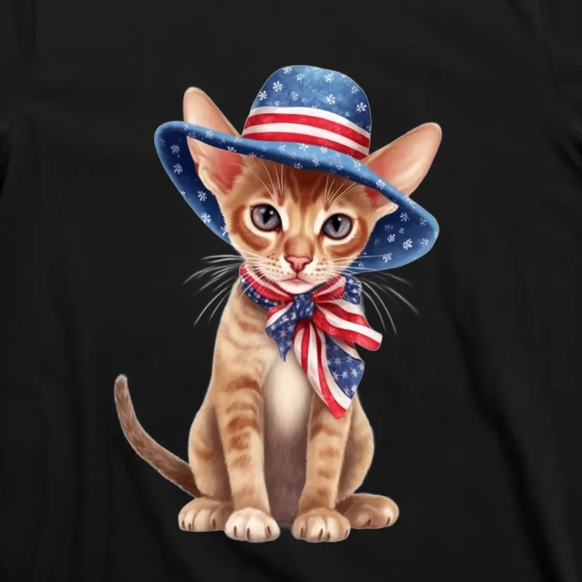 American Cat 4th Of July Cat Patriotic Cats Abyssinian Kitten T-Shirt