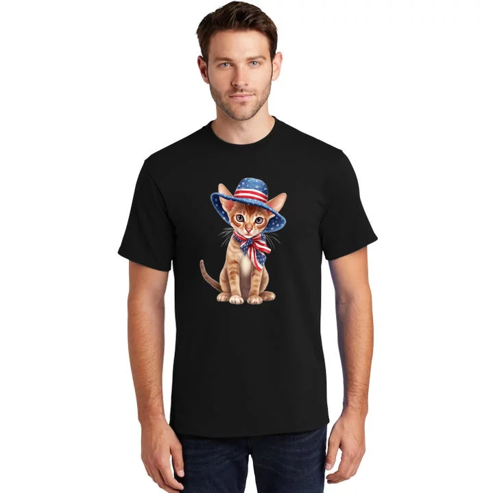 American Cat 4th Of July Cat Patriotic Cats Abyssinian Kitten Tall T-Shirt