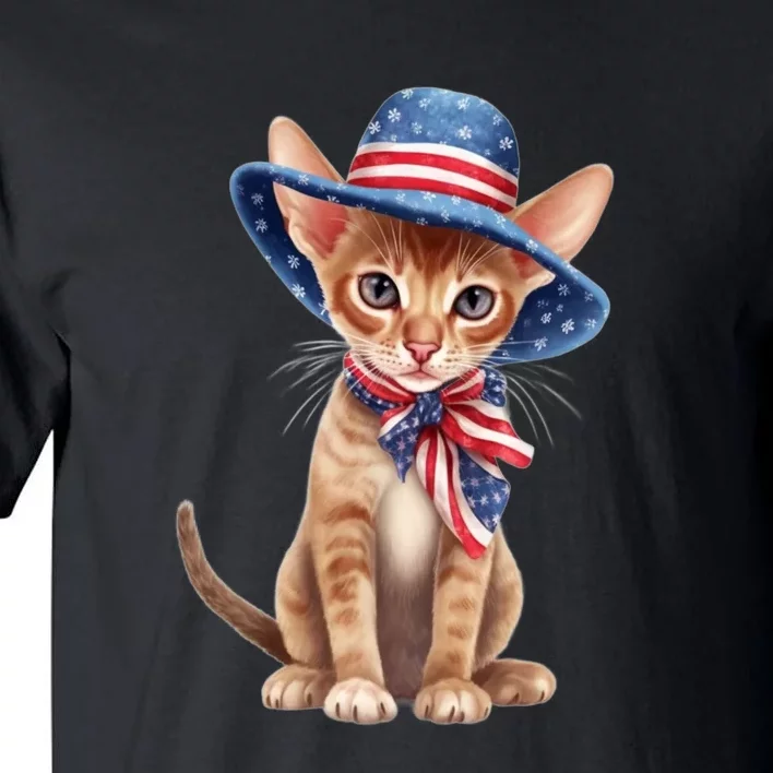 American Cat 4th Of July Cat Patriotic Cats Abyssinian Kitten Tall T-Shirt