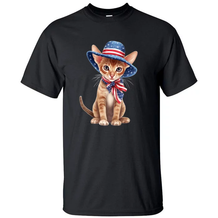 American Cat 4th Of July Cat Patriotic Cats Abyssinian Kitten Tall T-Shirt