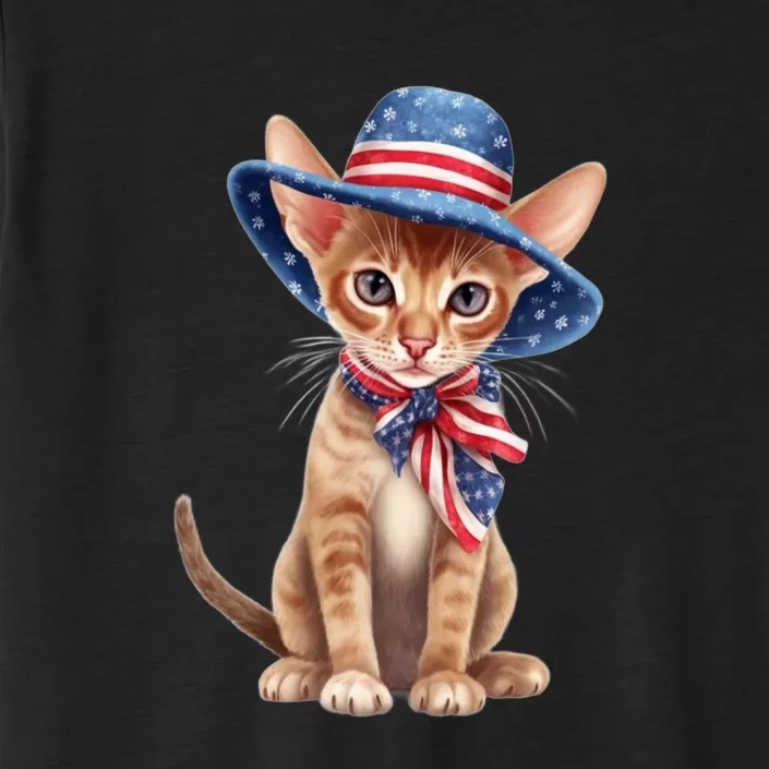 American Cat 4th Of July Cat Patriotic Cats Abyssinian Kitten ChromaSoft Performance T-Shirt