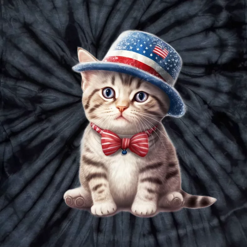 American Cat 4th Of July Cat Patriotic Cats American Shorthair Kitten Tie-Dye T-Shirt