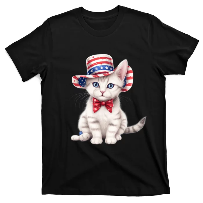 American Cat 4th Of July Cat Patriotic Cats American Shorthair Kitten T-Shirt