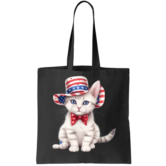 American Cat 4th Of July Cat Patriotic Cats American Shorthair Kitten Tote Bag