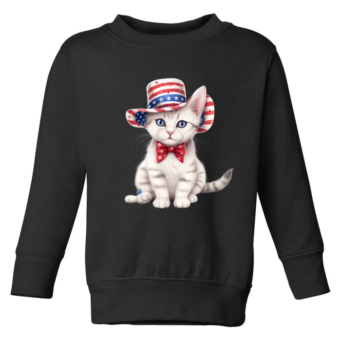 American Cat 4th Of July Cat Patriotic Cats American Shorthair Kitten Toddler Sweatshirt