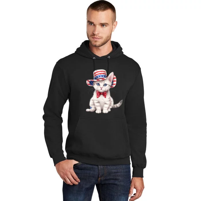 American Cat 4th Of July Cat Patriotic Cats American Shorthair Kitten Tall Hoodie