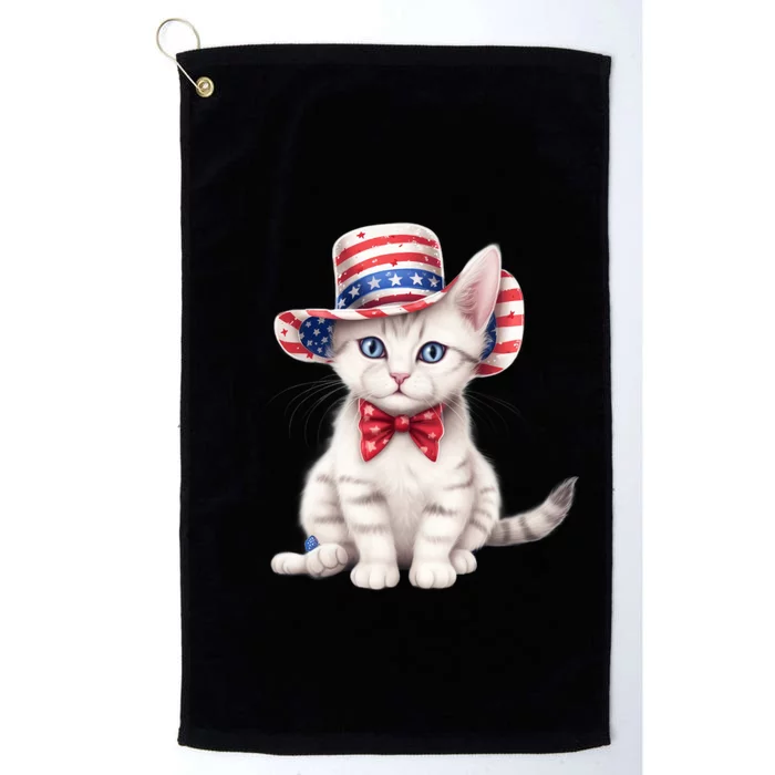 American Cat 4th Of July Cat Patriotic Cats American Shorthair Kitten Platinum Collection Golf Towel