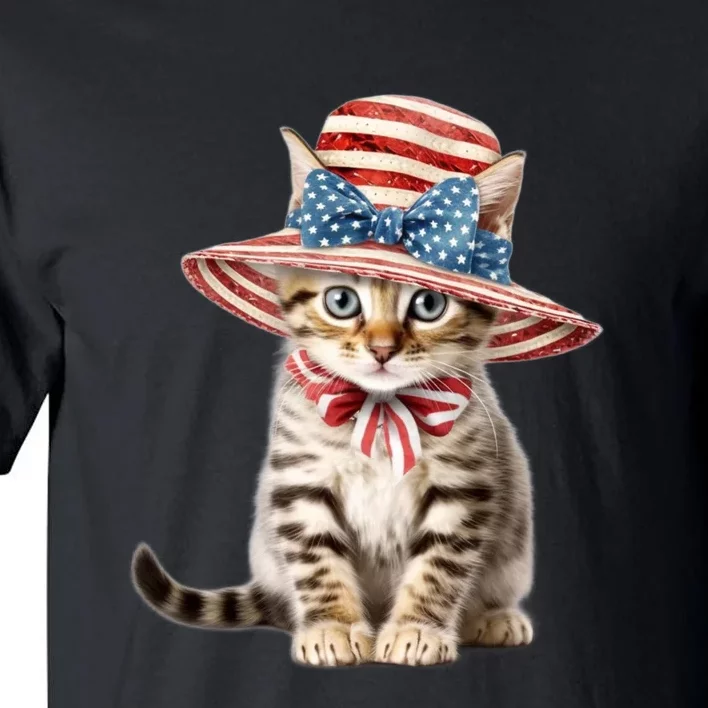 American Cat 4th Of July Cat Patriotic Cats Bengal Kitten Tall T-Shirt