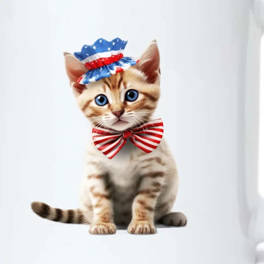 American Cat 4th Of July Cat Patriotic Cats Bengal Kitten Black Color Changing Mug