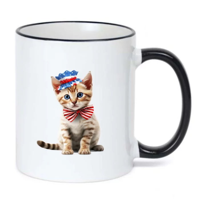 American Cat 4th Of July Cat Patriotic Cats Bengal Kitten Black Color Changing Mug