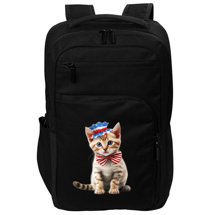 American Cat 4th Of July Cat Patriotic Cats Bengal Kitten Impact Tech Backpack