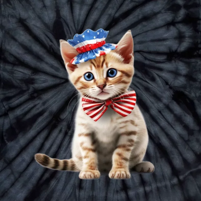 American Cat 4th Of July Cat Patriotic Cats Bengal Kitten Tie-Dye T-Shirt