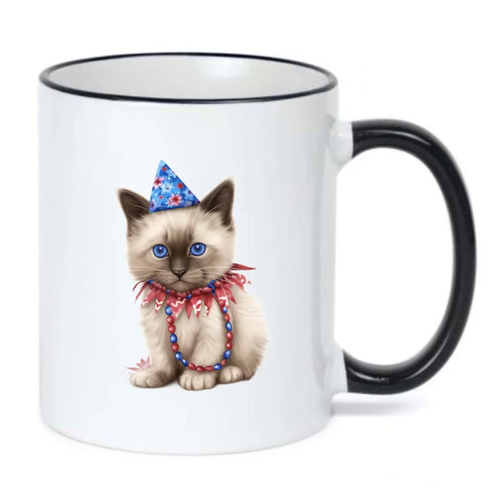 American Cat 4th Of July Cat Patriotic Cats Birman Kitten Black Color Changing Mug