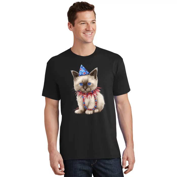 American Cat 4th Of July Cat Patriotic Cats Birman Kitten T-Shirt