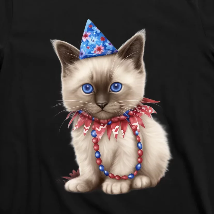 American Cat 4th Of July Cat Patriotic Cats Birman Kitten T-Shirt