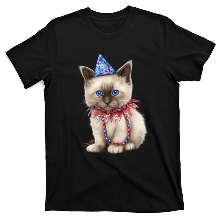 American Cat 4th Of July Cat Patriotic Cats Birman Kitten T-Shirt