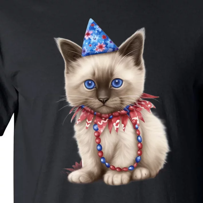 American Cat 4th Of July Cat Patriotic Cats Birman Kitten Tall T-Shirt