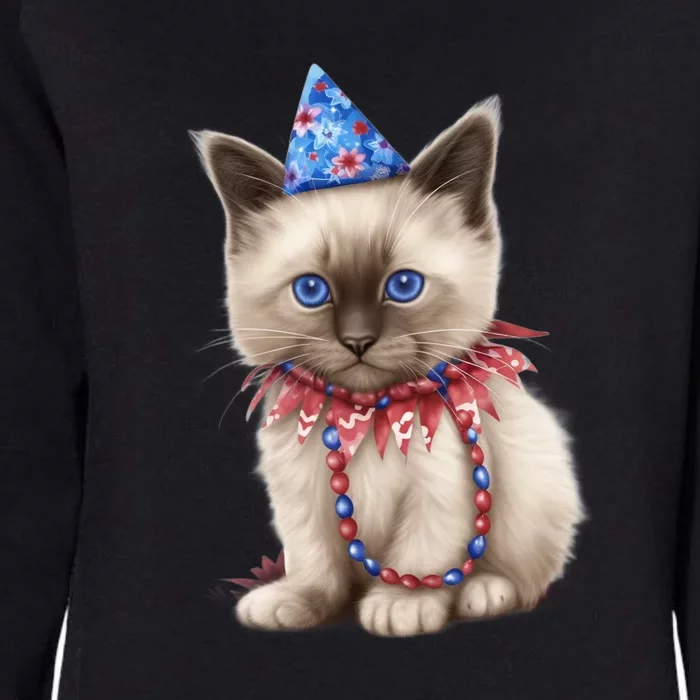 American Cat 4th Of July Cat Patriotic Cats Birman Kitten Womens California Wash Sweatshirt