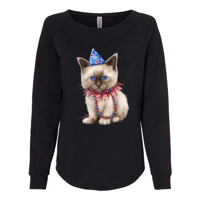 American Cat 4th Of July Cat Patriotic Cats Birman Kitten Womens California Wash Sweatshirt