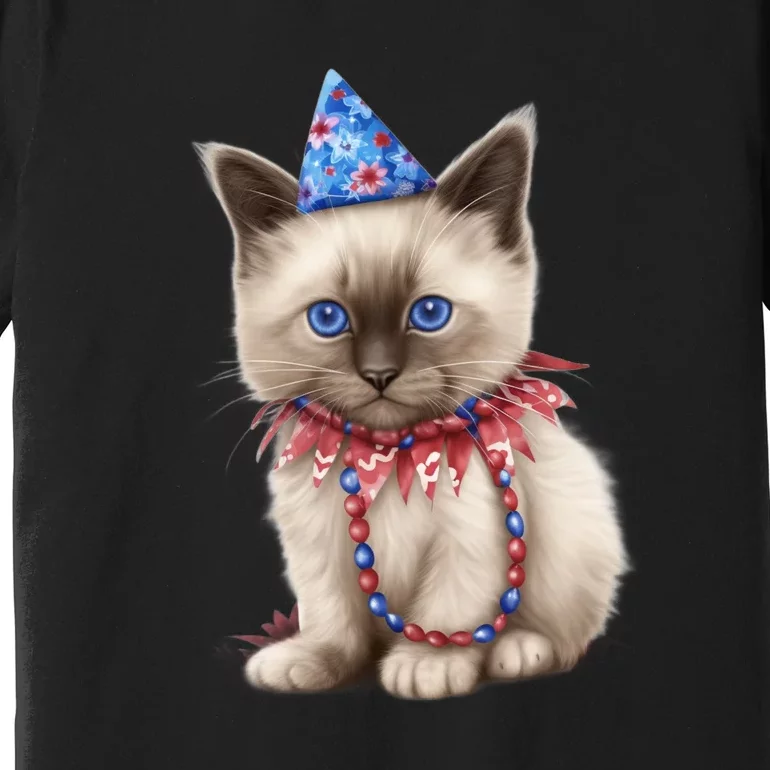 American Cat 4th Of July Cat Patriotic Cats Birman Kitten Premium T-Shirt