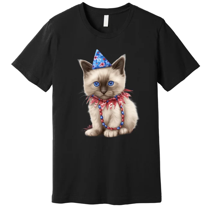 American Cat 4th Of July Cat Patriotic Cats Birman Kitten Premium T-Shirt