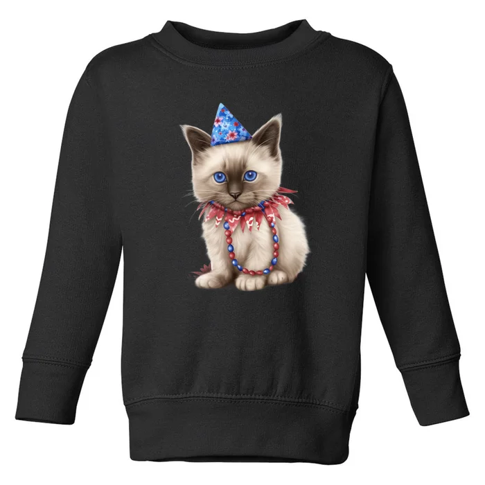 American Cat 4th Of July Cat Patriotic Cats Birman Kitten Toddler Sweatshirt